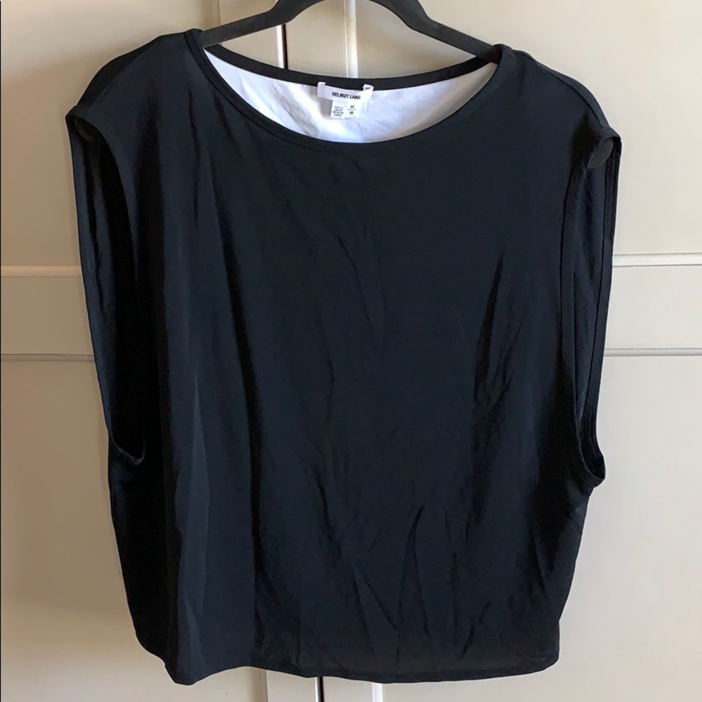Helmut Lang 2 layer black and white top